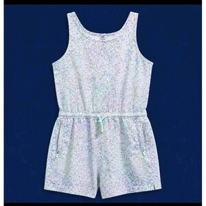 Athleta girl white multicolor splatter print active romper L